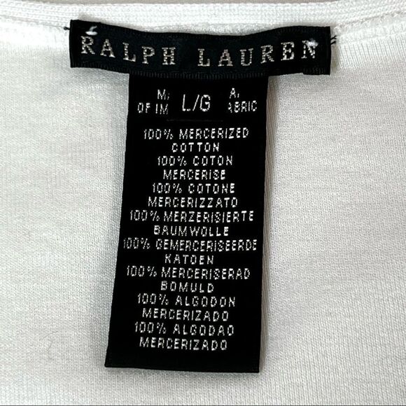 Ralph Lauren Black Label Scoop Neck Long Sleeve Top in White Size Large - Picture 8 of 8